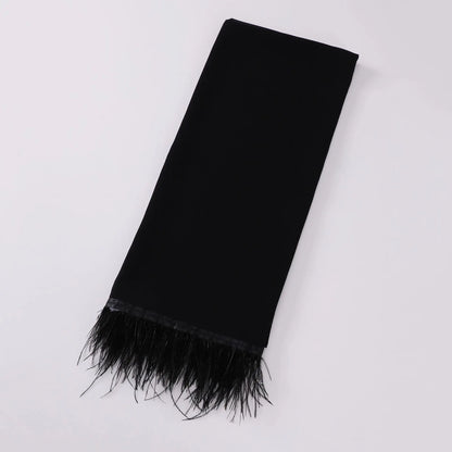 Ostrich Hair Plain Chiffon Hijab Women Scarves Handmade Feather Fashion Shawl Headwear Wrap Headscarf Scarf Foulard Scarf