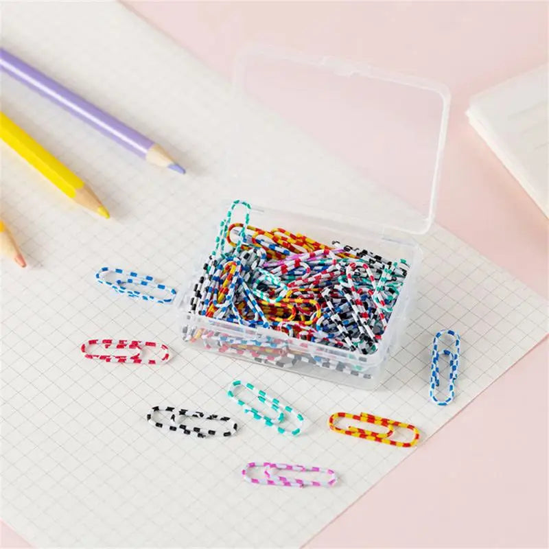 Box Colored Paper Clip Metal Clips Memo Clip Bookmarks Stationery Office Accessories School Supplies Length 18mm/50mm