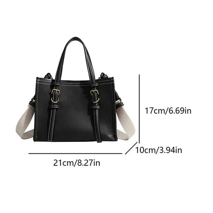 Tote Bag for Women Retro Top Handle Bag Solid Color PU Leather Fashion Crossbody Bag Large Capacity Shoulder Bag Simple Satchel