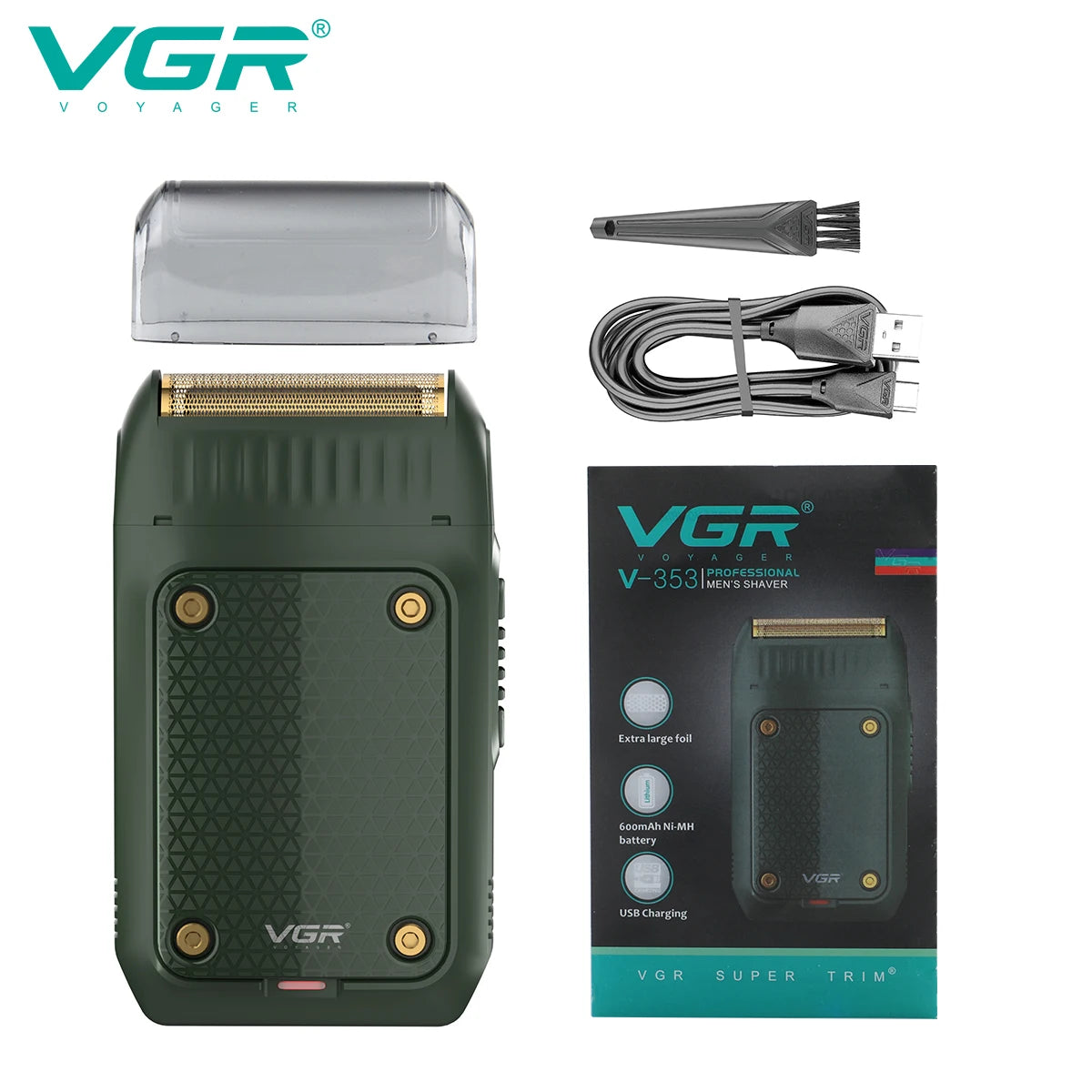 VGR Razor Electric Shaver Professional Hair Trimmer Rechargeable Razors Portable Beard Trimmer Mini Hair Shaver for Men V-353