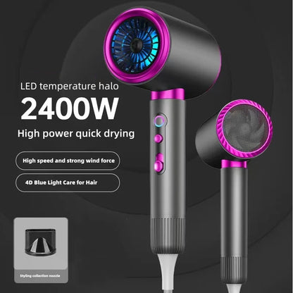 US/EU/UK High-Speed Hair Dryer 2400W High-Power Home Hair Salon Dedicated Blue Light Hammer Silent Cold And Hot Air Hair Dryer