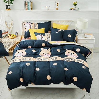 Lovely Cartoon King Size Duvet Cover Set 220x240 Skin Friendly Double Bed Quilt Cover Blanket Comforter Cover and Pillowcase