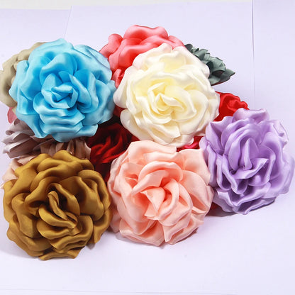 9cm Bunga Peony Satin Buatan Tangan Buatan Tangan untuk Klip Jepit Rambut Pakaian Hiasan Kepala Aksesori DIY DIY roset Fabrik Sutera organza 