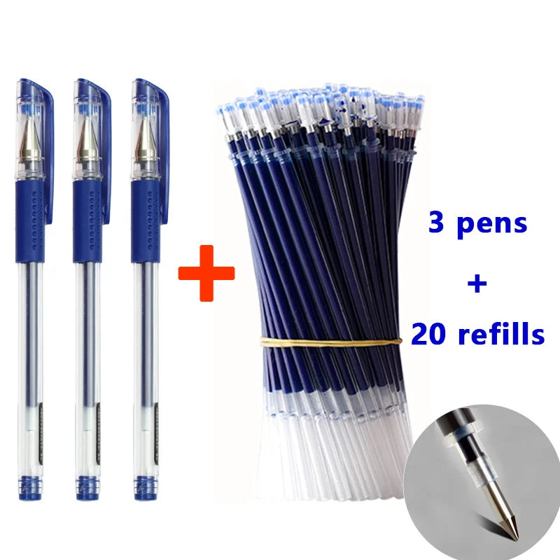 0.5mm Gel Pens Set Black Blue Red Refills Ballpoint Pens Bullet Tip School & Office Supplies Stationery Kawaii Accessories