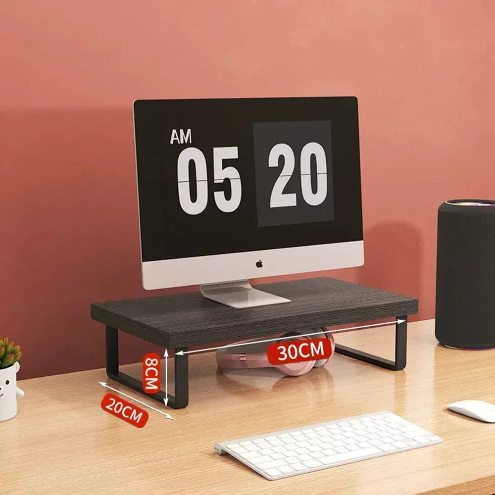 Monitor Stand Desktop Computer Stand Office Laptop Stand Storage Shelf Mini Wooden Desk Desk Shelves