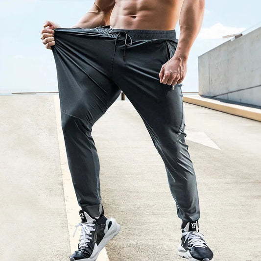 Summer Stretch Sweatpants Men's Casual Pants Elastic Waist Jogging Training Pants Outdoor Running Fitness Breathable Pants