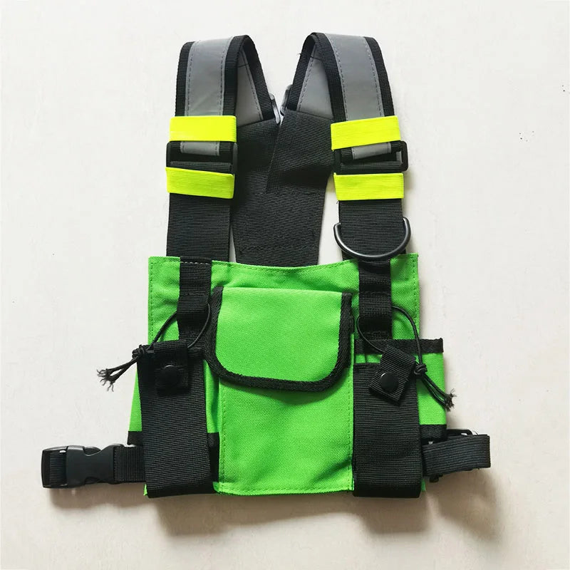 Beg Dada Taktikal Berfungsi untuk Lelaki Fesyen Peluru Hip Hop Vest Beg Streetwear Beg Pinggang Uniseks Beg Rig Dada Hitam 899 