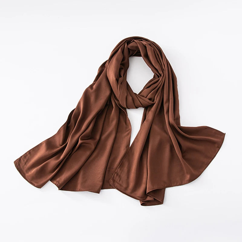 Cheap Plain Long Satin Polyester Scarves Matte Feeling Solid Women Scarf Soft Malaysia Women Shawl Big discount Muslim Hijab