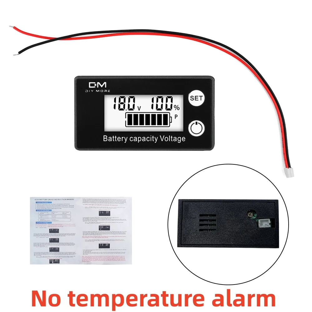 6133A DC Bateri Voltmeter Penunjuk Kapasiti 8V-100V Meter Kuasa Litium LiFePO4 sel asid plumbum 12V 24V 48V untuk Bateri LCD 