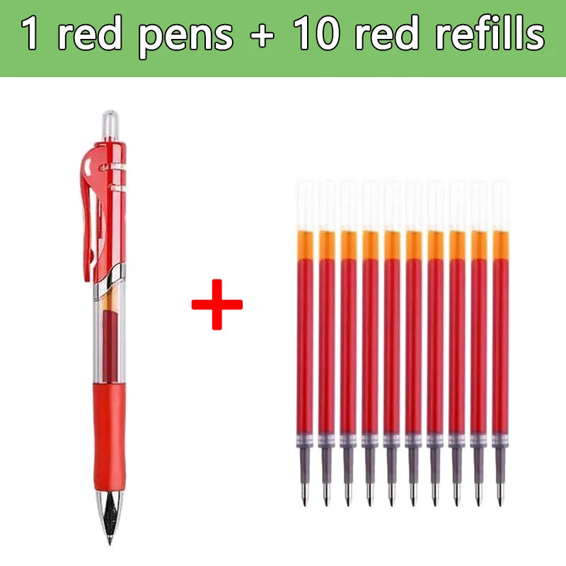 0.5mm Gel Pens Set Black Blue Red Refills Ballpoint Pens Bullet Tip School & Office Supplies Stationery Kawaii Accessories