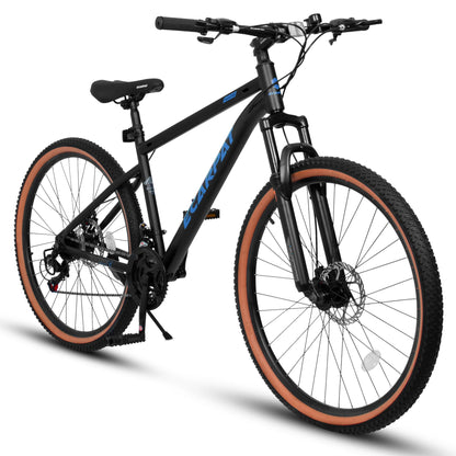 Ecarpat Mountain Bike 24 Inci Roda, 21-Kelajuan 15" Rangka Keluli, Mens Womens Trail Commuter City Bikes Mountain Bike Basikal Brek Cakera 