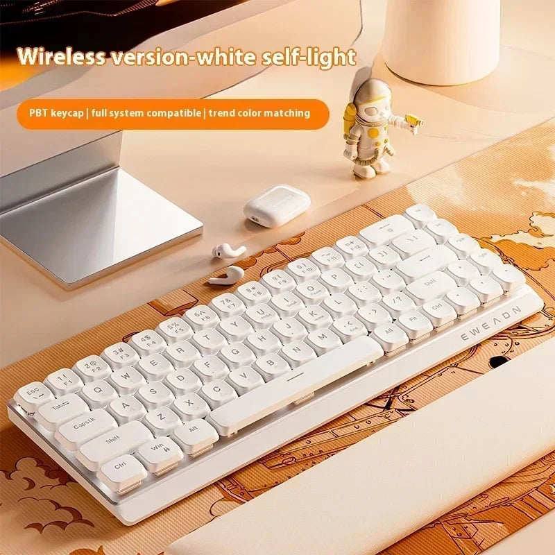 EWEADN MK68 Mechanical Keyboard Wireless 3-Mode Bluetooth Mini Mute 68keys PBT Keycaps Office Gaming Keyboard Mouse Set PC Gifts