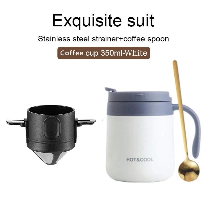 304 Stainless Steel Portable Coffee Filter Drip Coffee Tea Holder Reusable Mug Coffee Dripper Tea Cup Set Coffee Pot Coffeeware