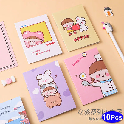 10Sets Retro Small Notebooks Kawaii A7 Blank Mini Cute Planner Diary Note Notepad Aesthetic Journal Kids Stationery Agenda Thing