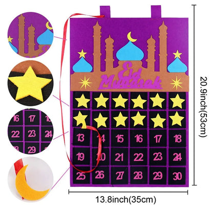 Eid Mubarak DIY Felt Countdown Calendar Hiasan Ramadan Untuk Rumah Islam Muslim Party Suppiles Ramadan Kareem Eid Al Adha 