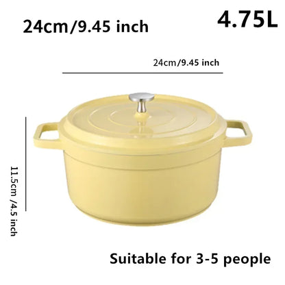 Enameled Cast Aluminum Dutch Oven With Lid 4.7L Nonstick Pan for Bread Baking Casserole Dish Enamel Coating For All Heat Source