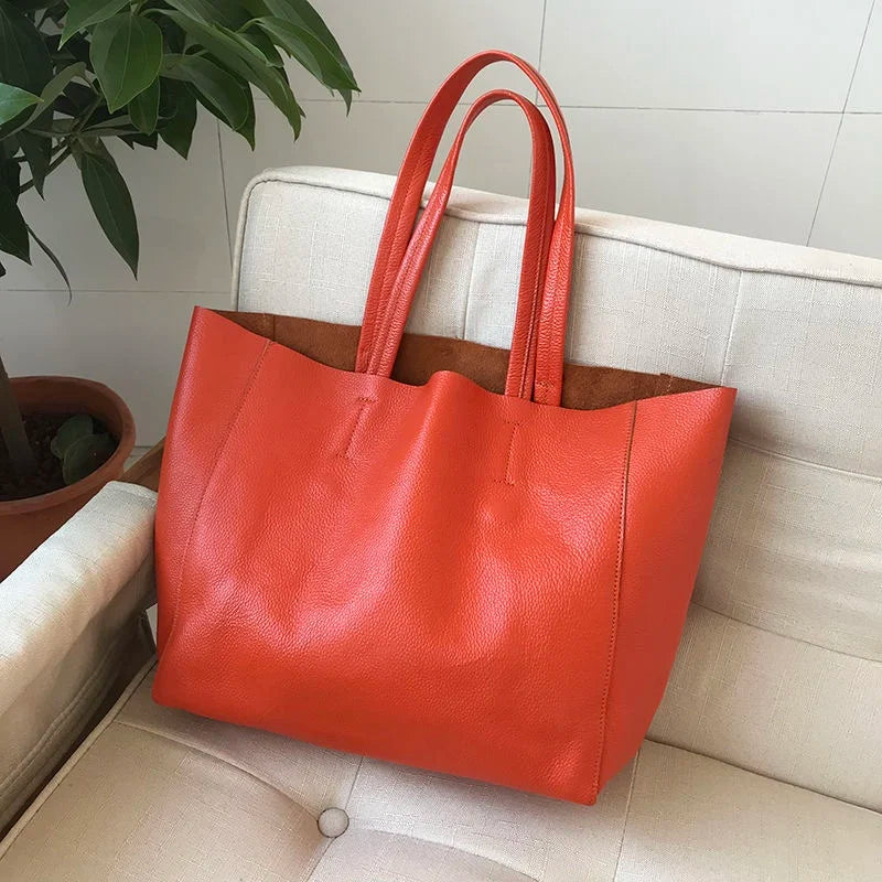 Genuine Leather Shoulder Bag For Women 2022 New Luxury Natural Leather Bag Laptop Handmade Large Shoulder Handbag Big Handbags