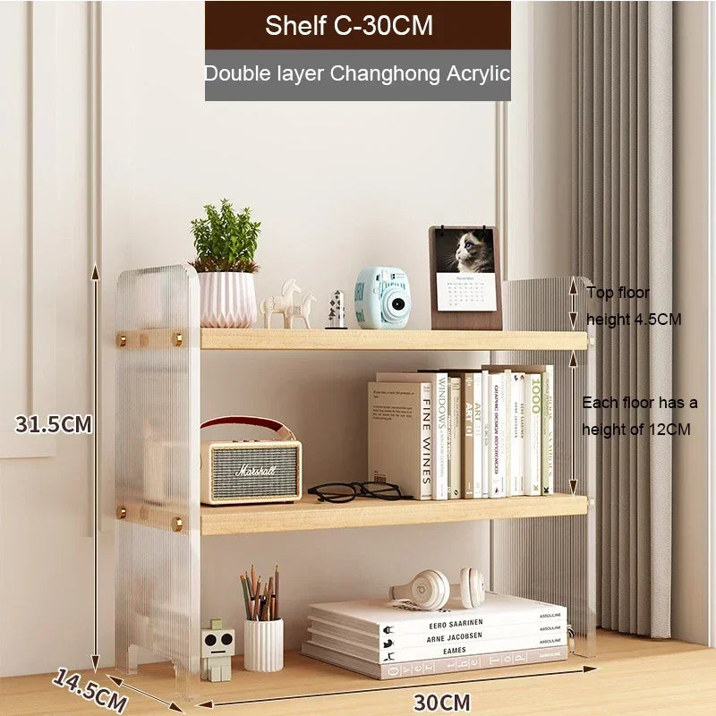 Desktop Storage Rack Acrylic Desk Bookshelf Office Workstations Multi Layer Storage Rack Student Dormitory Organizing Rack