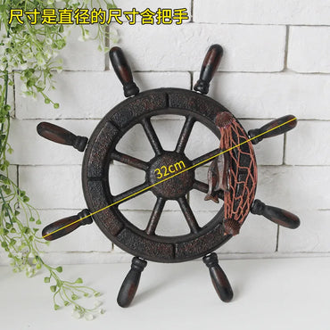 Wood Mediterranean Ship Wooden Rudder Helm Anchor Antique Home Decor Wall Vintage Room Decoration Accessories