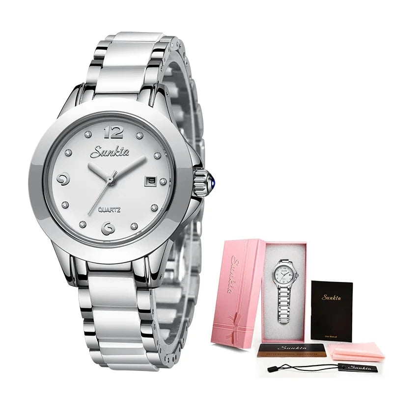 New LIGE Fashion Women Ceramic Watches Brand Luxury Ladies Watches Waterproof Quartz Bracelet Watch Woman Date Clock reloj mujer