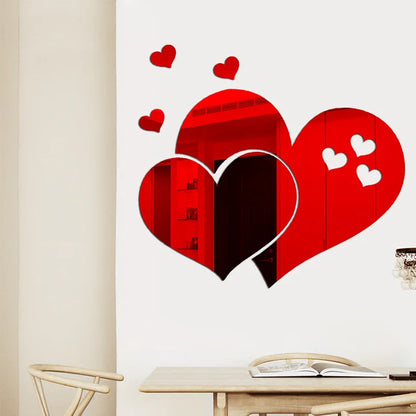 Heart Mirror Wall Sticker DIY Acrylic Wall Stickers Background Mirror Home Bathroom Stickers Living Decoration Decorative Room