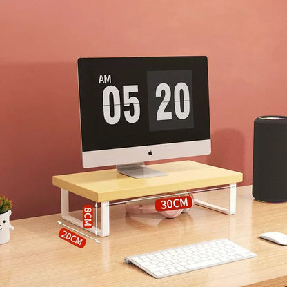 Monitor Stand Desktop Computer Stand Office Laptop Stand Storage Shelf Mini Wooden Desk Desk Shelves