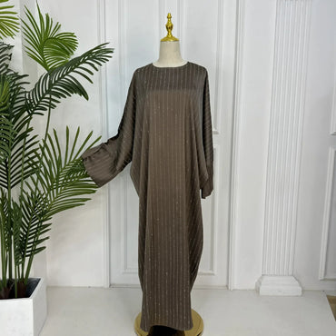 Abaya for Women Dubai Luxury Muslim Party Evening Dress Kaftan Femme Musulman Turkish Abayas Islamic Clothing Glitter Stripe