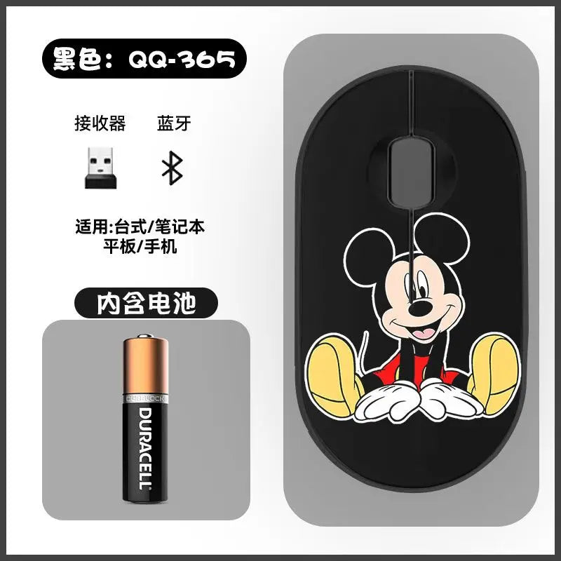 Disney Kawaii Mickey Mouse and Minnie Wireless Bluetooth Mouse Cute Cartoon USB Bluetooth Dual Mode Super Silent Home Laptop