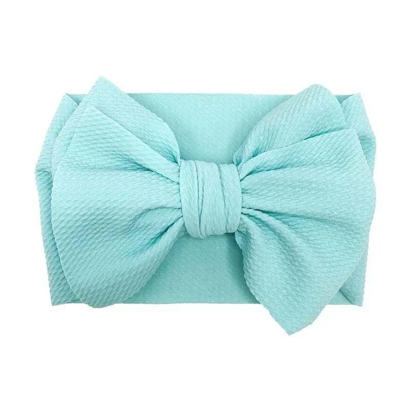 Fashion Handmade Bowknot Elastic Wide Hairband Toddler Solid Color Big Bows Headband Baby Girls Headwear Holiday Gifts