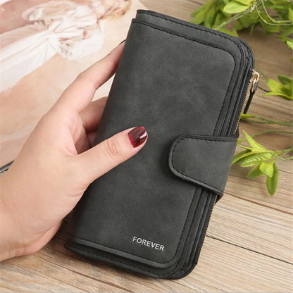 Women Scrub Leather Long Wallet High Quality Ladies Clutch Wallet Lady Purses Large Capacity Wallets Carteira Feminina 5 Choices