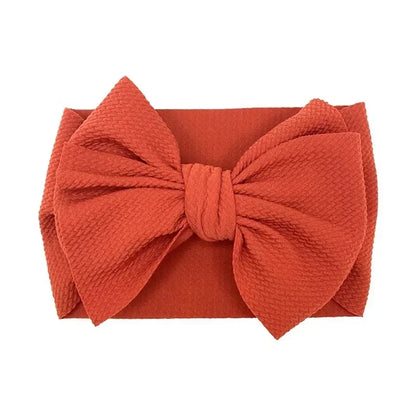 Fashion Handmade Bowknot Elastic Wide Hairband Toddler Solid Color Big Bows Headband Baby Girls Headwear Holiday Gifts