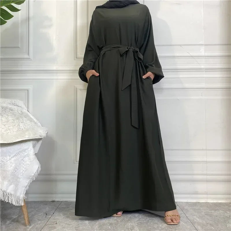 Plain Abaya Dubai Muslim Hijab Dress Elastic Sleeve Basic Closed Abayas for Women Turkey Ramadan Islamic Clothing Kaftan Robe