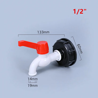 S60x6 IBC Tank Adapter To Plastic 1/2" 3/4" Tap Replacement Valve Fittings Home Garden Water Connectors Drain Faucet 1Pcs