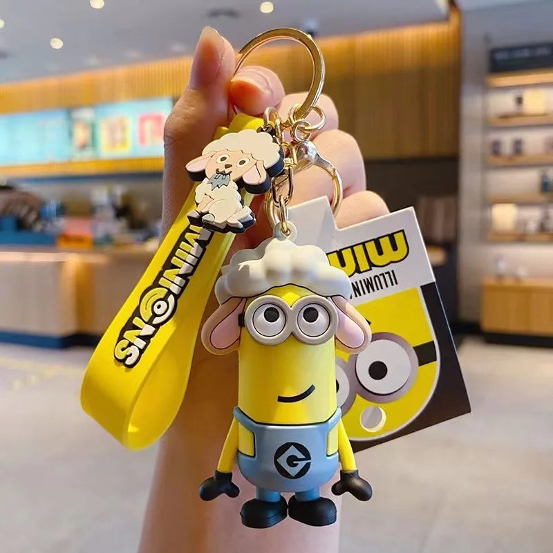 Anime Minions Keychain12 Chinese Zodiac Series Kartun Comel Mainan Kanak-kanak Cincin Kunci Beg Sekolah Hadiah Aksesori Kunci Kereta