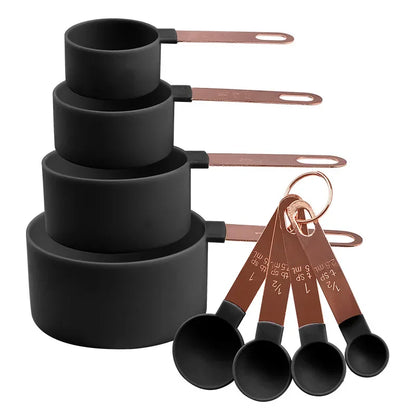 8 Keping/Set Cawan Pengukur Sudu dengan Pemegang Keluli Tahan Karat Pembakar Kek Pastri Alat Memasak Kapasiti Mengukur Alat Dapur 