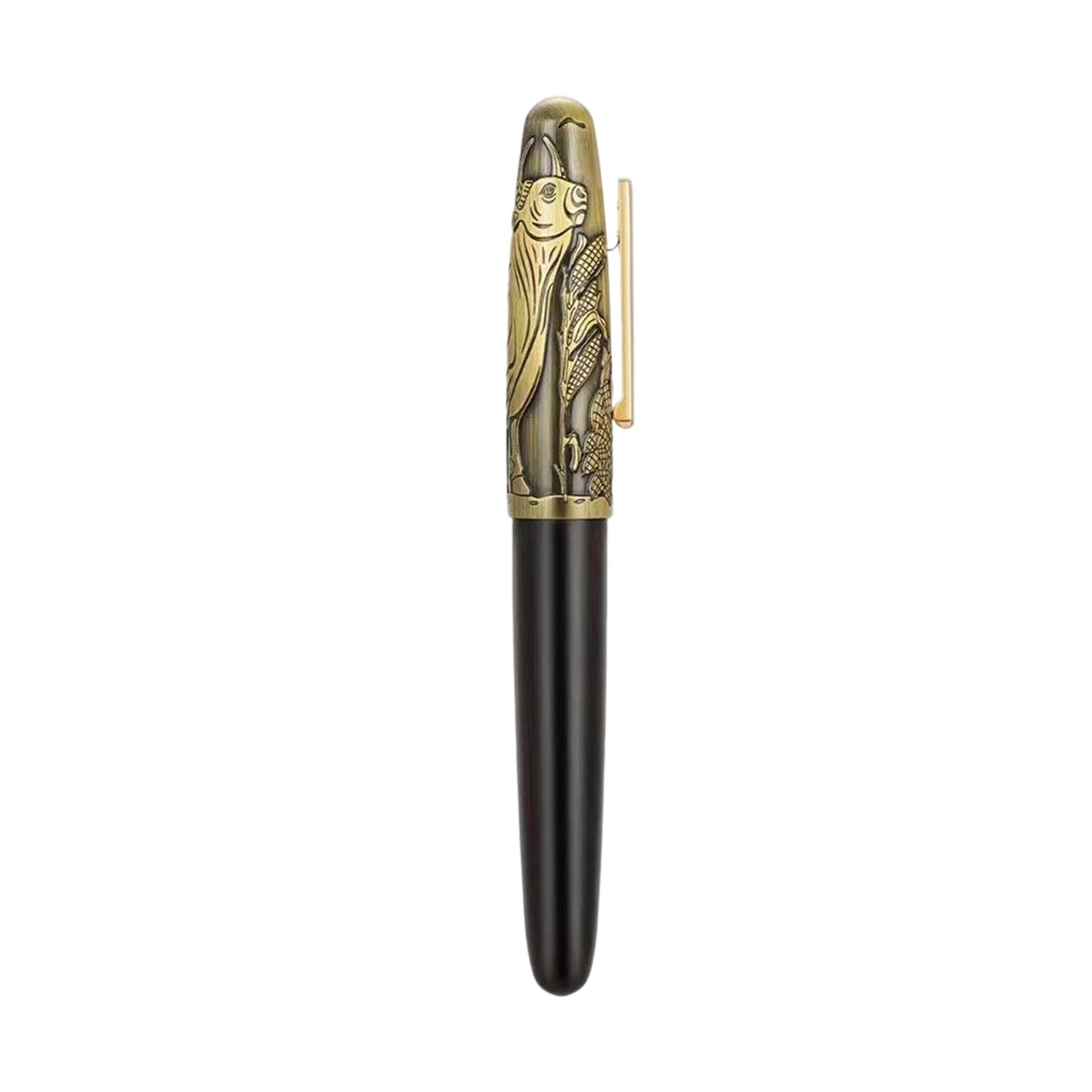 Jinhao 9056A Bull Timbul Fountain Pen EF FM Nib Buatan Tangan Kayu Hadiah Pen Hitam coklat 