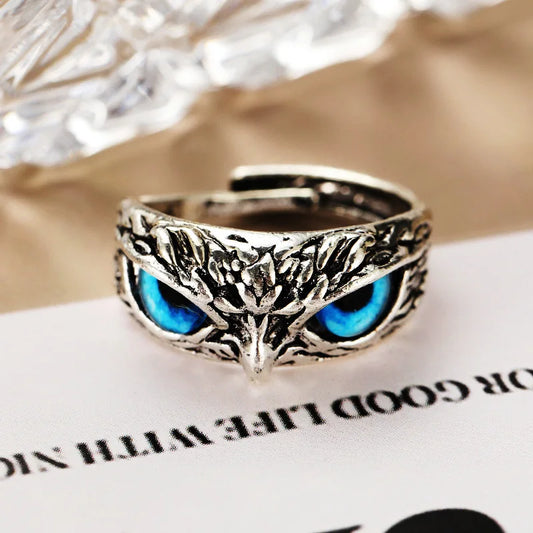 Cincin Burung Hantu Vintaj Pesona Fesyen untuk Lelaki Wanita Haiwan Comel Burung Hantu Belia Cincin Gothic Hadiah Aksesori 