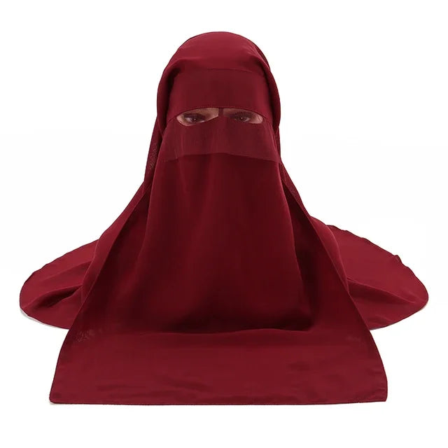 Muslim Face Cover Scarf Islamic Niqab Burqa Bonnet Hijab Chiffon Veil Headwear Abaya Women's Hijabs Sunscreen Araba Long Wraps