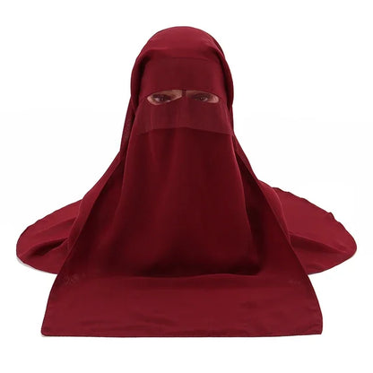 Muslim Face Cover Scarf Islamic Niqab Burqa Bonnet Hijab Chiffon Veil Headwear Abaya Women's Hijabs Sunscreen Araba Long Wraps