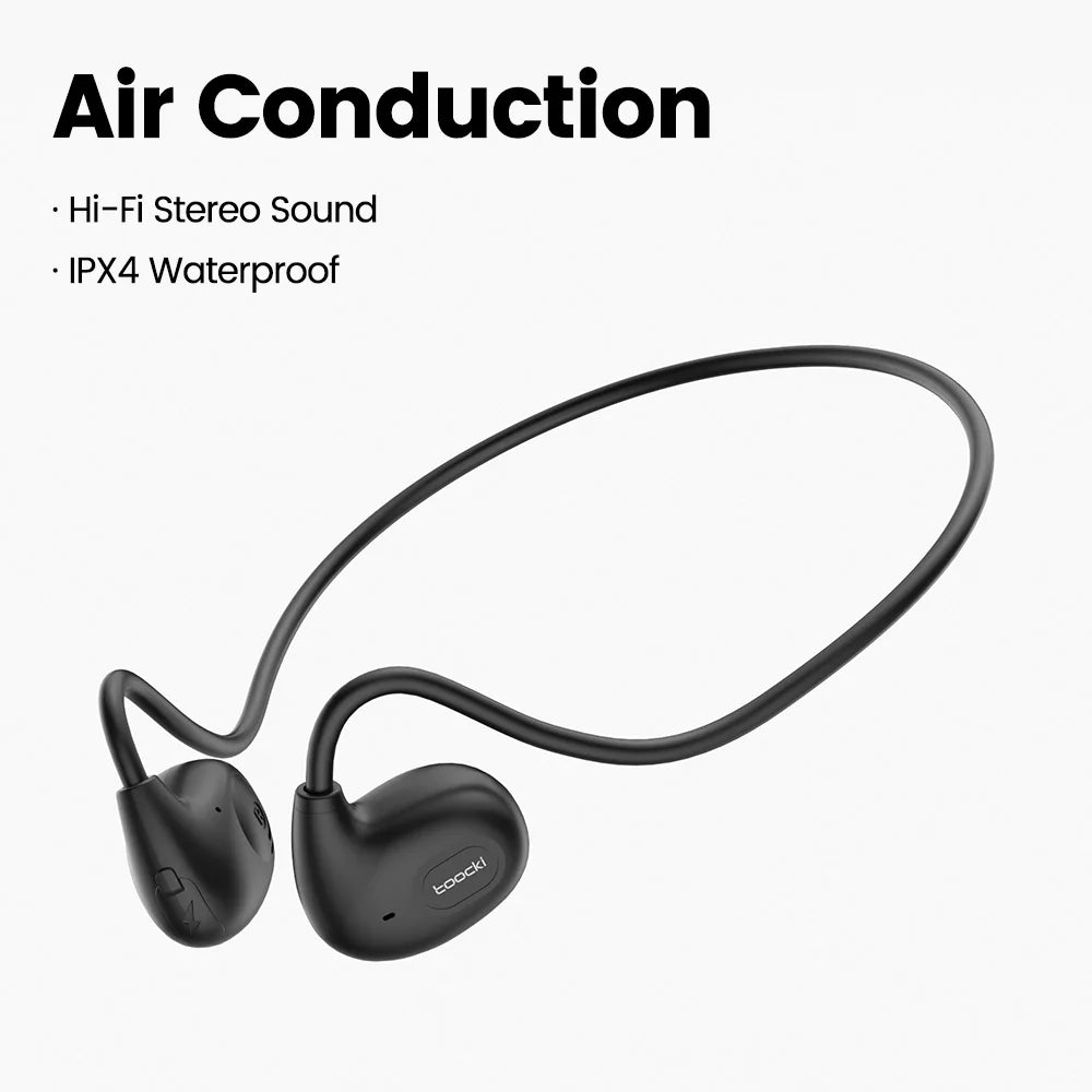 Toocki Bluetooth Earphones Air Conduction Headset Ear Hook Sport Earphones Bluetooth 5.3 Touch Control Noise Reduction Headphone