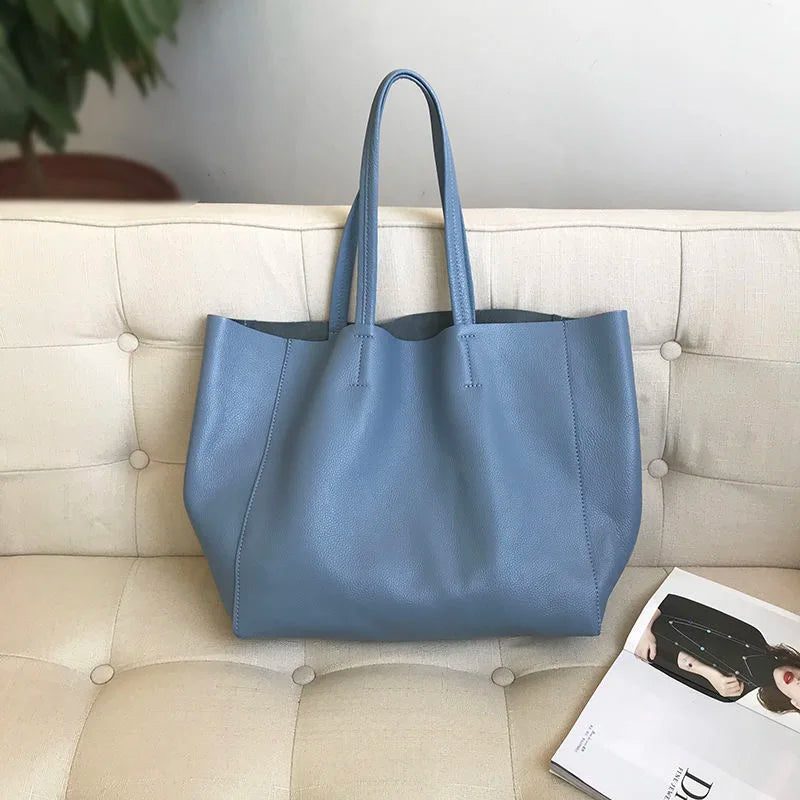 Genuine Leather Shoulder Bag For Women 2022 New Luxury Natural Leather Bag Laptop Handmade Large Shoulder Handbag Big Handbags