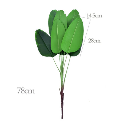 70-78cm Large Artificial Plants Tropical Palm Leaves Fake Banana Tree Plastic Bird of Paradise for Home Garden Jungle Decor