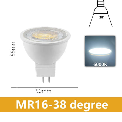 MR16 GU5.3 Lampu Sorot LED 220V AC110V AC/DC12V 3W-8W Sudut Rasuk 38/120 Darjah untuk rumah Mentol Lampu dalaman Penjimatan Tenaga untuk Meja 