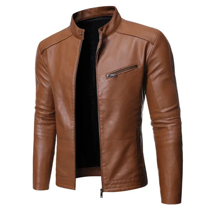 Trend Korean Slim Fit Casual Men's Leather Jacket Motorcycle Jacket New Spring and Autumn Men's Jacket Fashion Leather Jackets