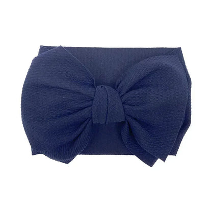 Fashion Handmade Bowknot Elastic Wide Hairband Toddler Solid Color Big Bows Headband Baby Girls Headwear Holiday Gifts