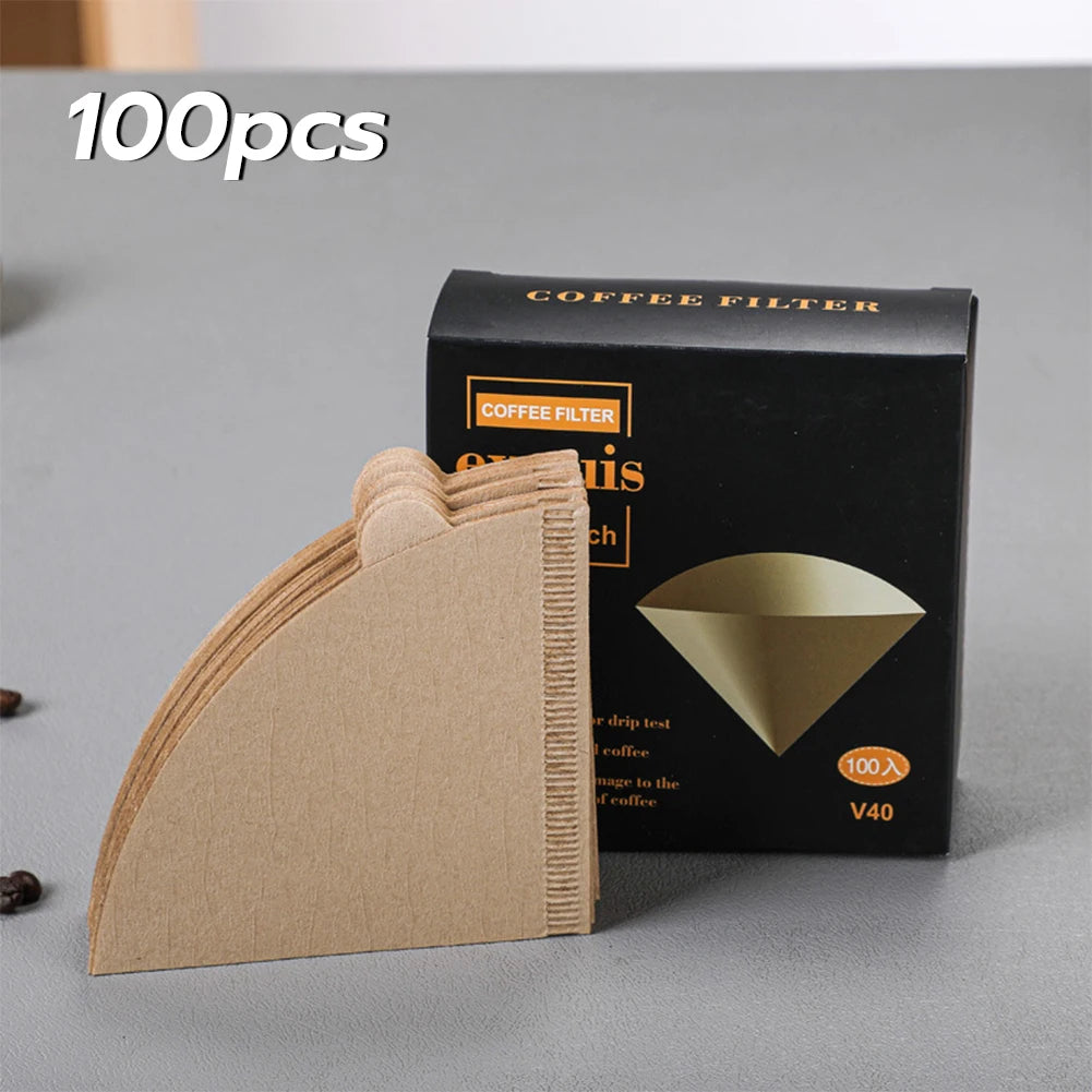 Coffee Filter Cone Unbleached Natural Pulp Disposable Coffee Paper Filter For V60 Cone Pour Over Coffee Filter Drip Coffee Maker