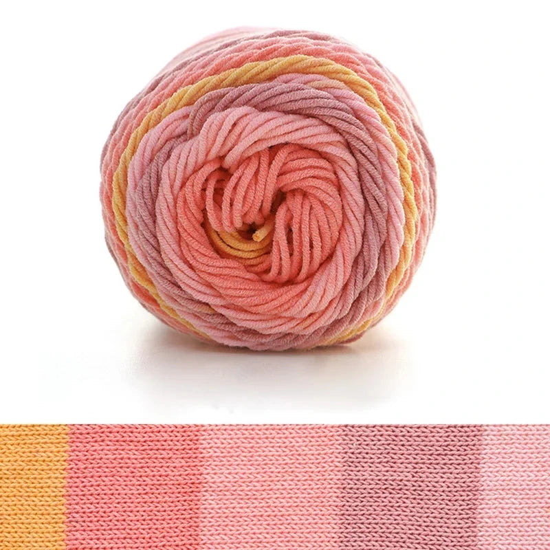 (1PC) 5-Strand Milk Cotton Dyed Rainbow Cotton Handmade DIY Woven Yarn Scarf Pillow Blanket Material Yarn