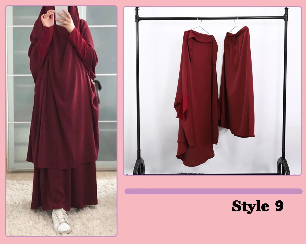 Women Hooded Muslim Hijab Dress Eid Prayer Garment Jilbab Abaya Long Khimar Full Cover Ramadan Gown Abayas Islamic Clothing