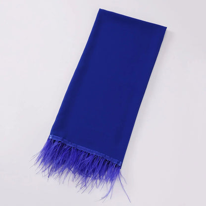 Ostrich Hair Plain Chiffon Hijab Women Scarves Handmade Feather Fashion Shawl Headwear Wrap Headscarf Scarf Foulard Scarf