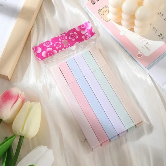 6pcs/set Penyerlah Warna Pastel Alat Tulis Kawaii Penanda Warna Perlengkapan Sekolah Penyerlah Penanda Pelajar Alat Tulis Jepun 